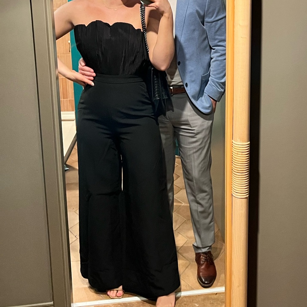 Pleated wide leg jumpsuit